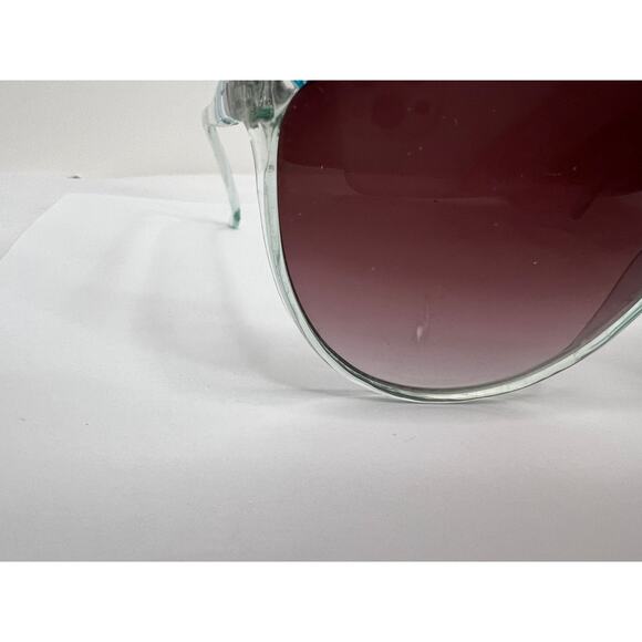 Vintage 80s Style Fashion Sunglasses Clear Blue Frames Oversized Black Lens - Picture 2 of 9